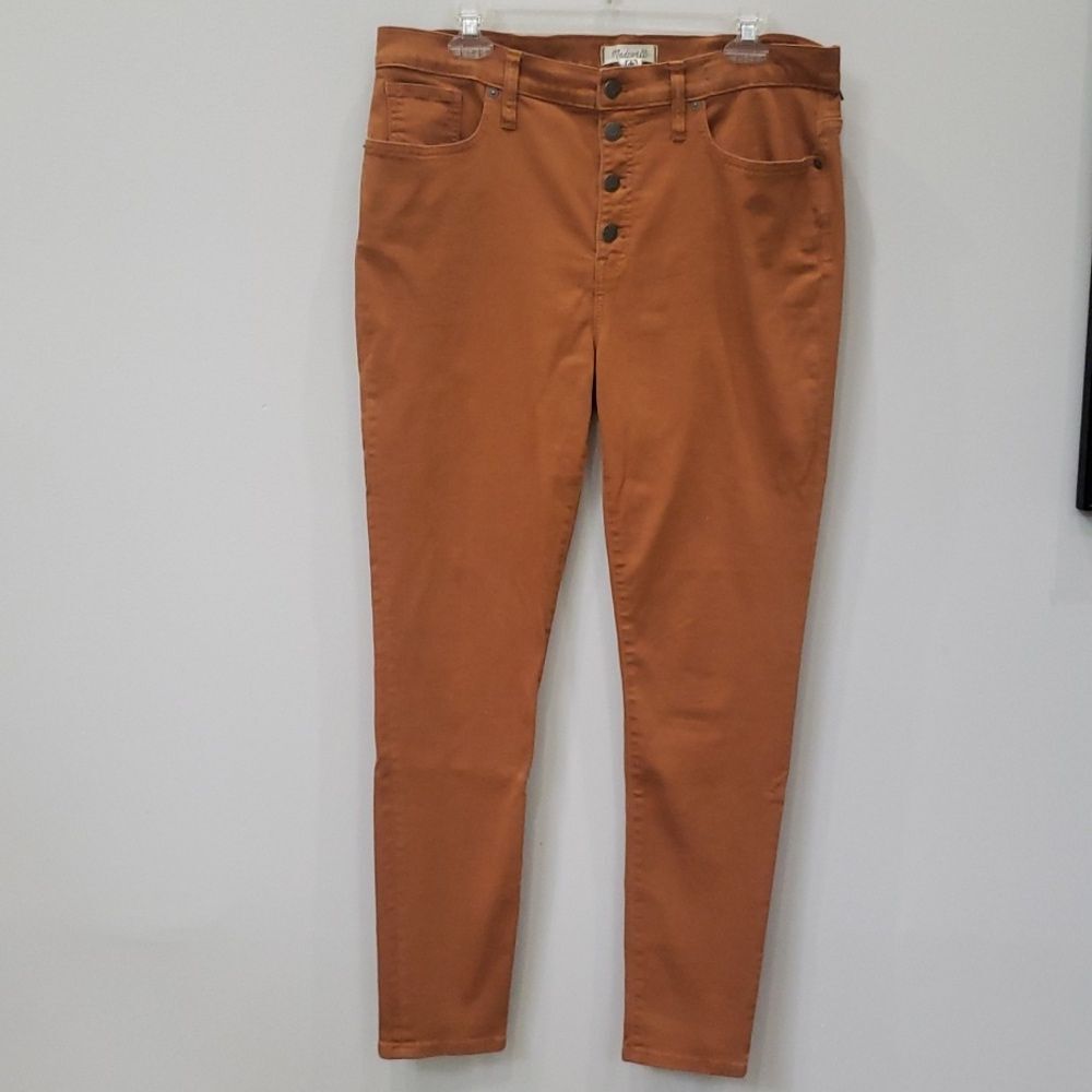 Madewell Jeans Womens 32 Mid Rise Button Fly Pumpkin Denim Fall Harvest Cozy